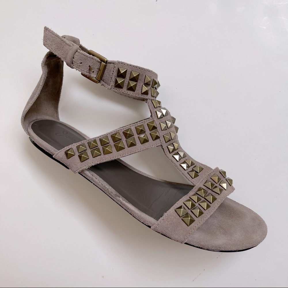 Joie tan suede studded gladiator sandal